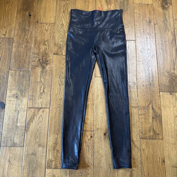 SPANX Pants - SPANX Faux Leather Leggings Women’s Sz Medium Black High Rise Pants